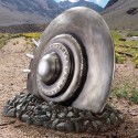 Crash Landing Flying Saucer Alien Spacecraft Statue