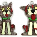Gingerbread Zombie Cat and Dog Christmas Ornaments