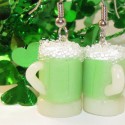Green Beer Mug Dangle Earrings