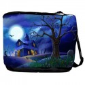 Halloween Haunted House Blue Messenger Bag