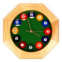 Octagonal Wood Billiards Quartz Wall Clock