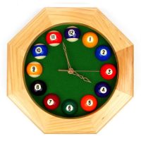 Octagonal Wood Billiards Quartz Wall Clock