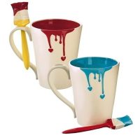 Painted Heart Mug with Spoon