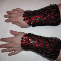 Scalemail Knitted Dragonhide Red and Black Armor Bracers