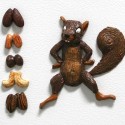 Squirrel with Mixed Nuts - 3D Magnets