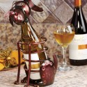 Wrought Iron Dog Table Top Wine Bottle Holder