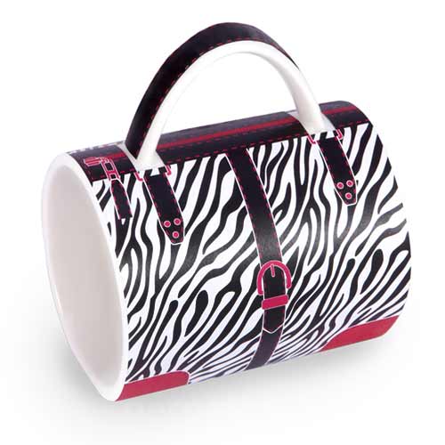 At first glance the Zebra Print Handbag Mug appears to be an extremely tiny