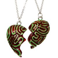 Zombie Brain Besties Heart Necklace