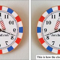 Barbershop Backwards Mirror Clock