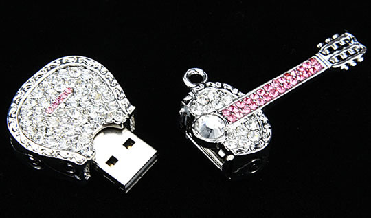 Jewel Guitar Necklace USB Flash Drive