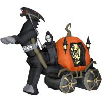 6 Foot Halloween Inflatable Reaper Carriage with Horse