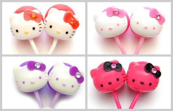 These Hello Kitty earbuds come in your choice of four different color 