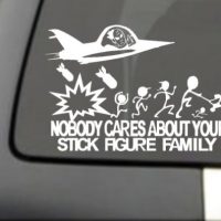 Jet Fighter Bomber Nobody Cares About Your Stick Figure Family Car Decal