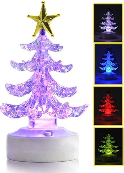 Desktop Christmas Lights on Crystal Christmas Tree Desktop Ornament With Light And Sound Power