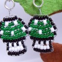 Nintendo Super Mario Beaded Mushroom Sterling Silver Earrings