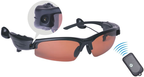   Camera on Sunglasses With Camera  Mp3 Player   Remote   Geekalerts