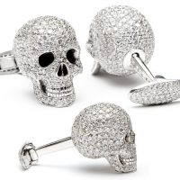 white gold and white diamonds Skull Cufflinks