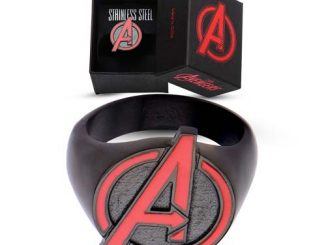 Avengers Red A Logo Black Steel Ring