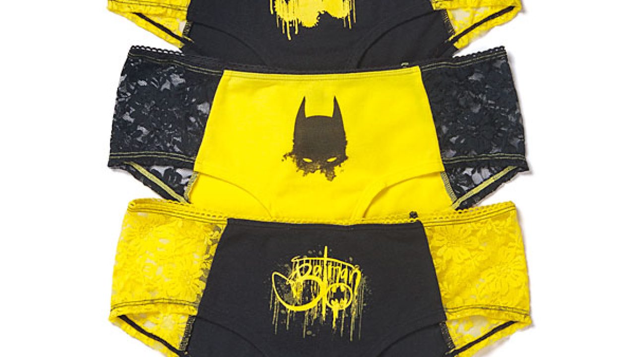 Batman Underwear, Womens Batgirl Lace Back Briefs Black