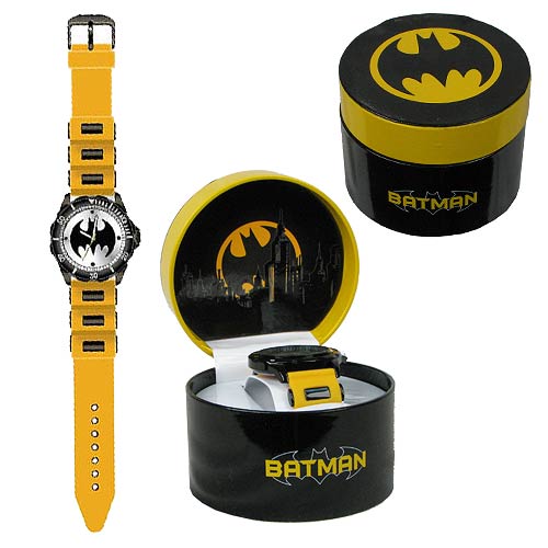 Batman Logo Watch with Yellow Rubber Strap