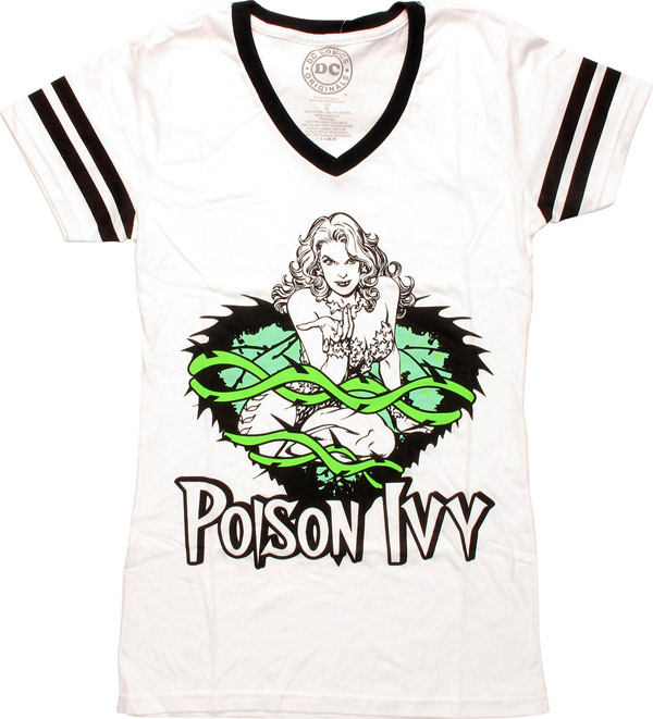 Batman Poison Ivy White V Neck Juniors T-Shirt