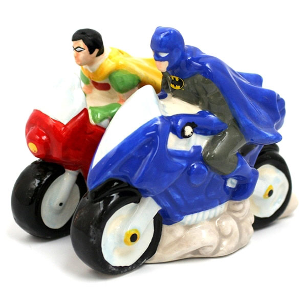 Batman and Robin on Bikes Salt and Pepper Shakers