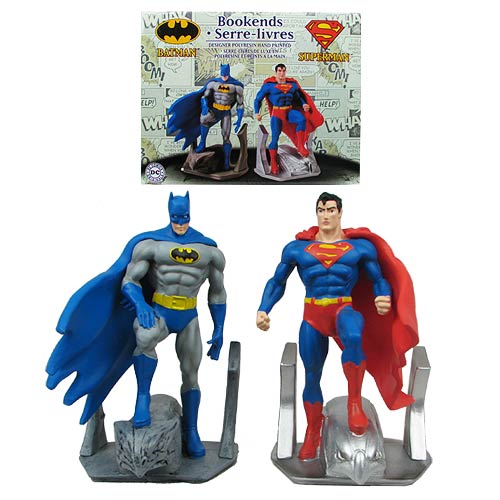 Batman and Superman Resin Bookend Statues