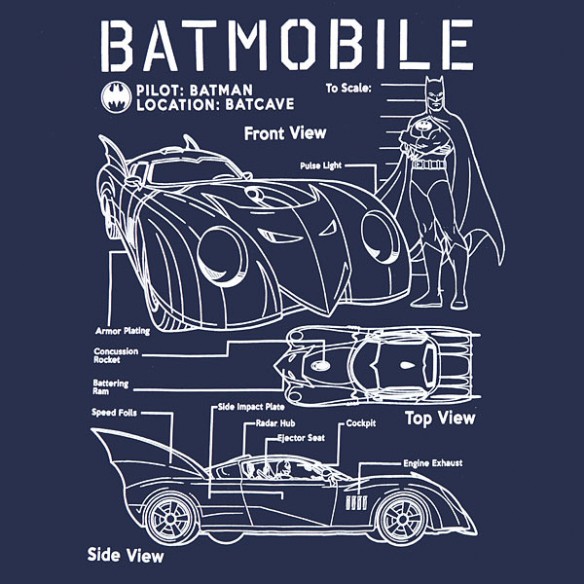 Batmobile Schematics T-Shirt