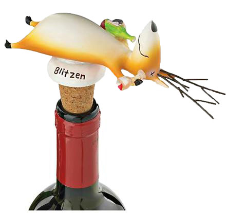 Blitzen on His Back Wine Bottle Stopper