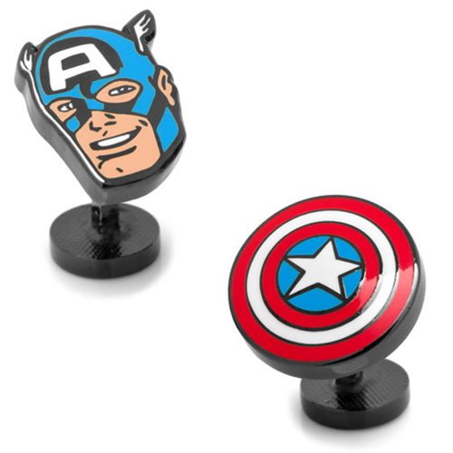Captain America Comics Face and Shield Pair Cufflinks