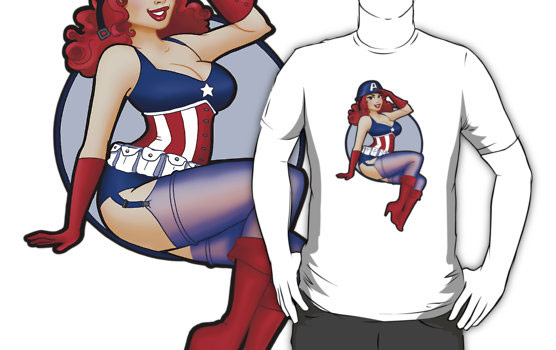 Captain America Goes Pin Up Shirt