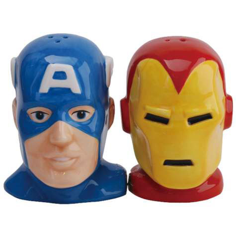 Captain America and Iron Man Heads Salt and Pepper Shakers