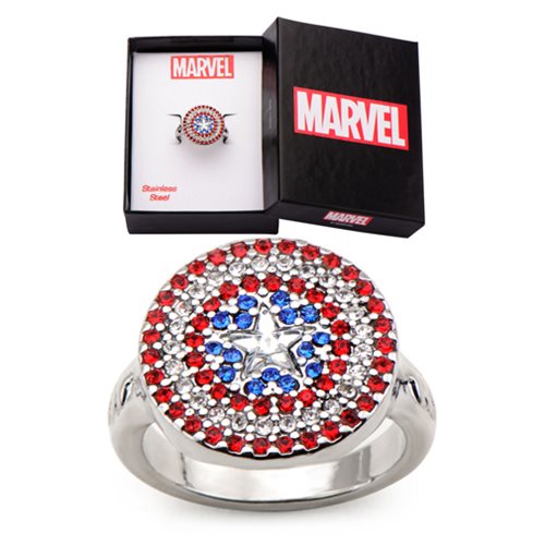 Captain America Shield Stainless Steel Bling Women's Ring