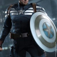 Captain America aSixth Scale Figure holding shield