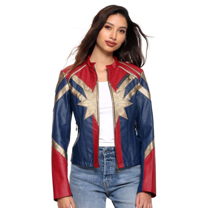 Captain Marvel Star Faux Leather Jacket