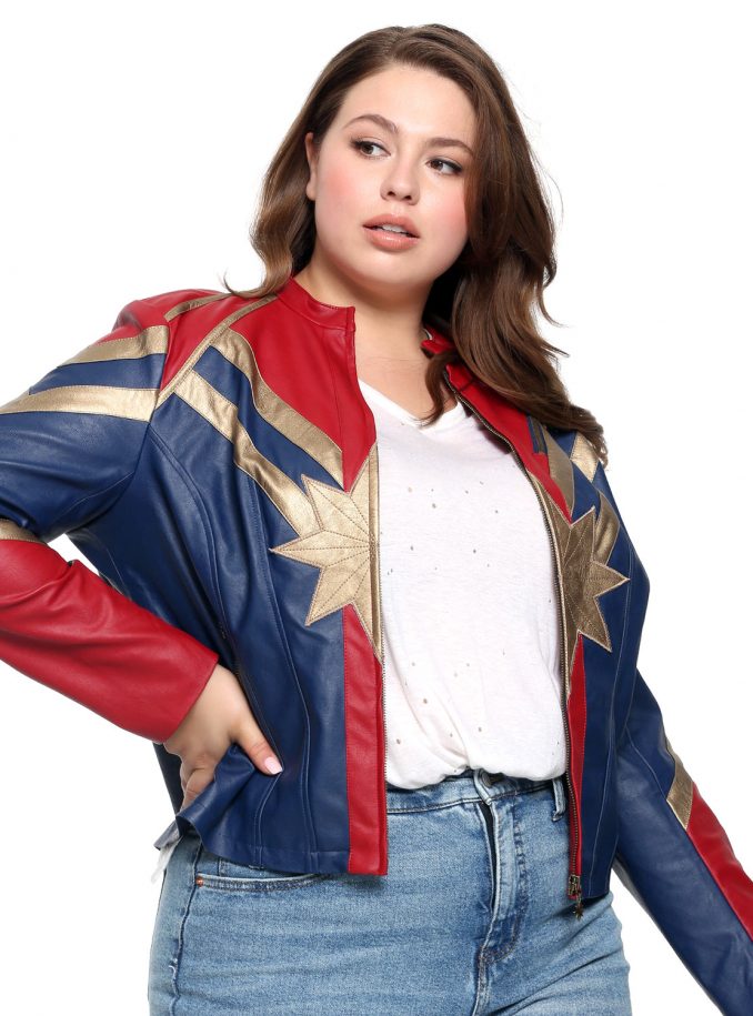 Captain Marvel Star Faux Leather Plus-Size Jacket