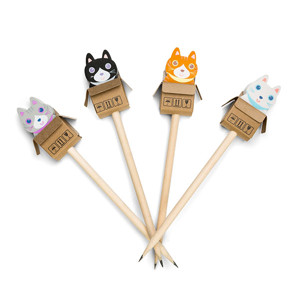 Cats in the Box Eraser and Pencil 4pc Set
