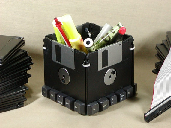 Custom Floppy Disk Pen & Pencil Holder