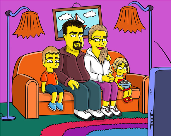Custom Simpsons-Style Family Portrait