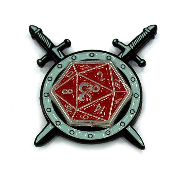 D20 Cross-sword Spinner Pin