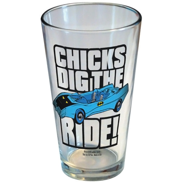 DC Comics Batman Batmobile Chicks Dig The Ride Pint Glass
