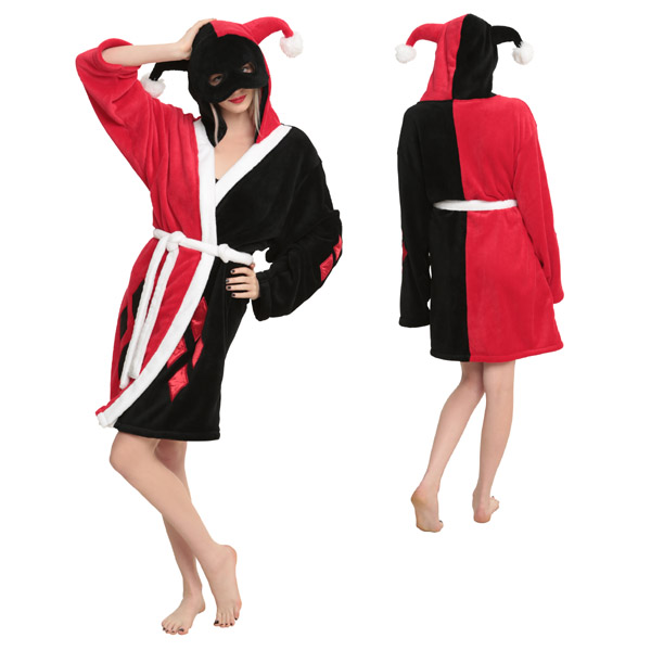 Harley Quinn Robe Cosplay Suicide Squad Cosplay Costume Hooded Bathrobe Plush