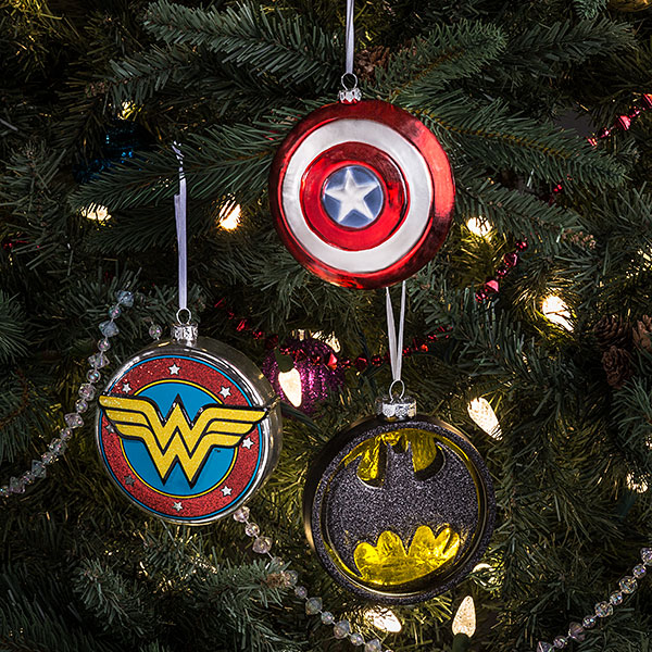 DC Wonder Woman Shield Blown Glass Ornament