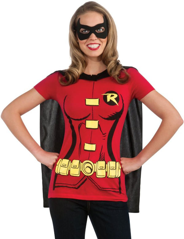 DC Comics Robin T-Shirt With Cape And Eye Mask