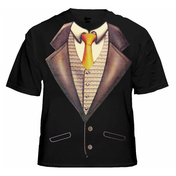 Deluxe Tuxedo T-Shirt With Gold Tie