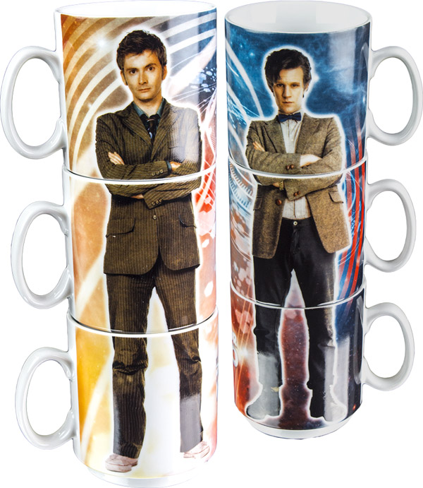Doctor Who 10th and 11th Doctor Stacked Mugs