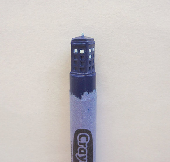 Doctor Who Carved Crayon Art TARDIS