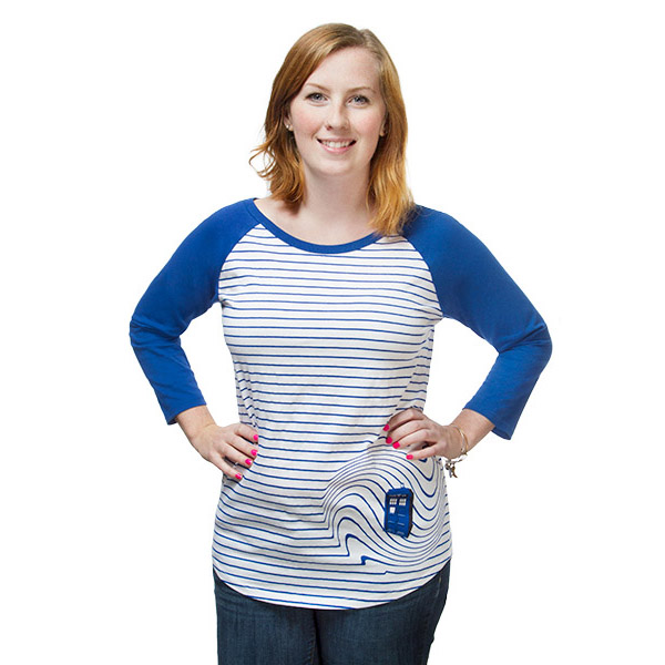 Exclusive TARDIS Stripe Ladies Raglan T-Shirt