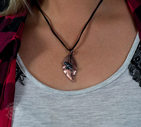 Firefly Leaf on the Wind Pendant Necklace