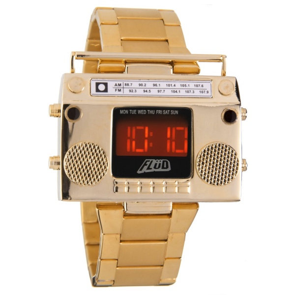 Flud Men's Boombox Gold Retro LED Digital Watch